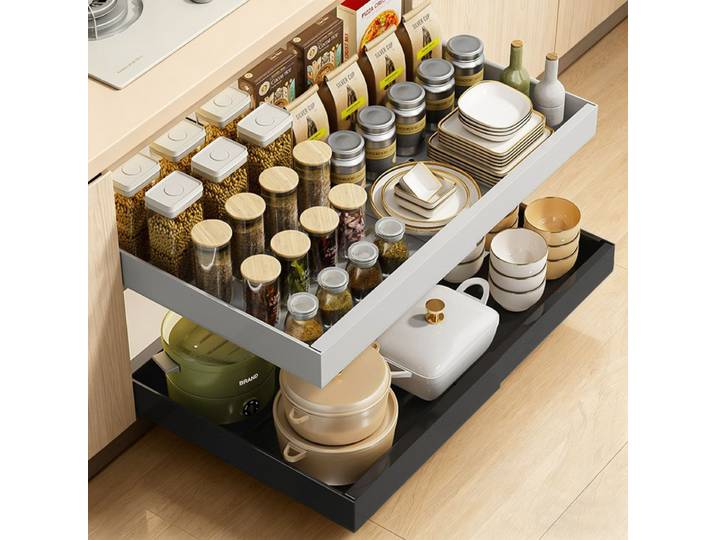 Panier coulissant pour armoire de cuisine, étagère de rangement rétractable pour assaisonnements, étagère à vaisselle pour évier domestique