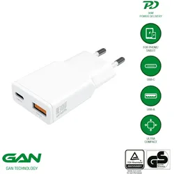 4smarts Netzladegerät PDPlug Slim Duos 30W GaN 1C+1A, weiß