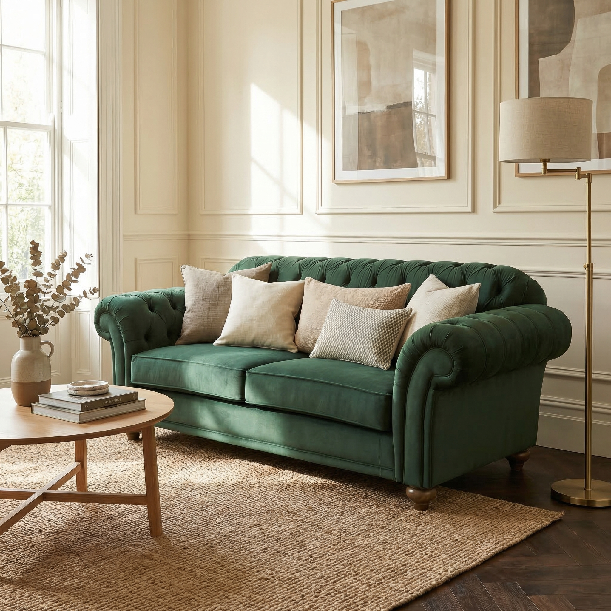 Sofa Style Chesterfield 2 Seat Velvet Sofa in Bottle Green