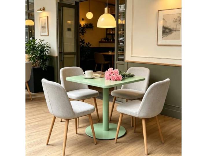 Kompakter Restaurant-Bistrotisch Mit Sockel, Schmutzabweisender Quadratischer Esstisch Mit Einem Bein, Leicht Zu Reinigender Kleiner Gewerbetisch Für Bäckerei, Eisdiele, Café-Thekenseite(70x70x73cm)