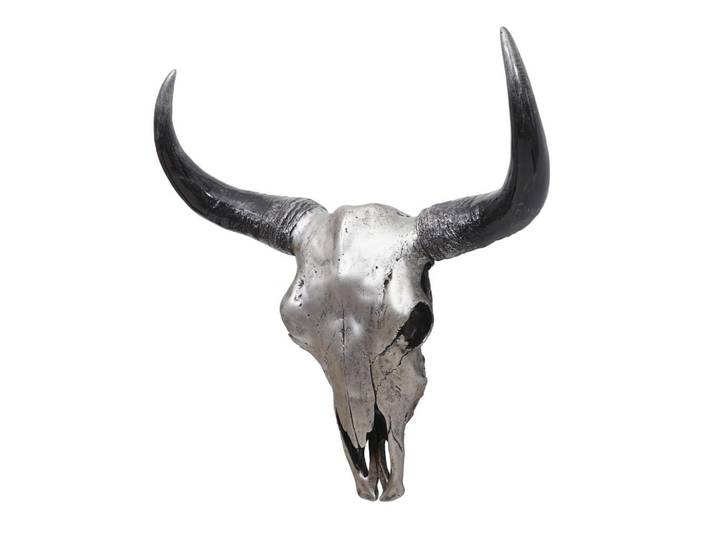 MCW Deko Schädel Stier Silbergrau, Grau, Stein, 42x45x15 cm, Bilder & Rahmen, Wanddeko