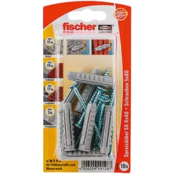 Fischer 10x Dübel SX 8x40 S mit Schraube - 49128 Auslauf