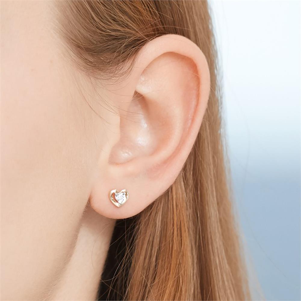 Unique 585er Gelbgold-Ohrringe Herz 2 Diamanten gold