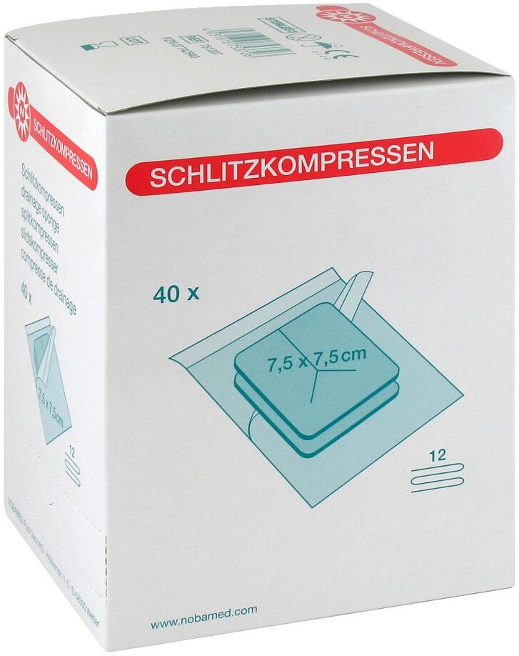 Schlitzkompressen 7,5x7,5cm 12fach steril 40X2stk
