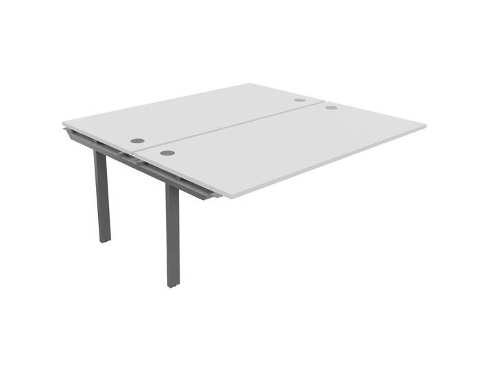 Module suivant 2 postes E-link - L.180 x P.163 cm - Plateau Blanc - Pieds Aluminium