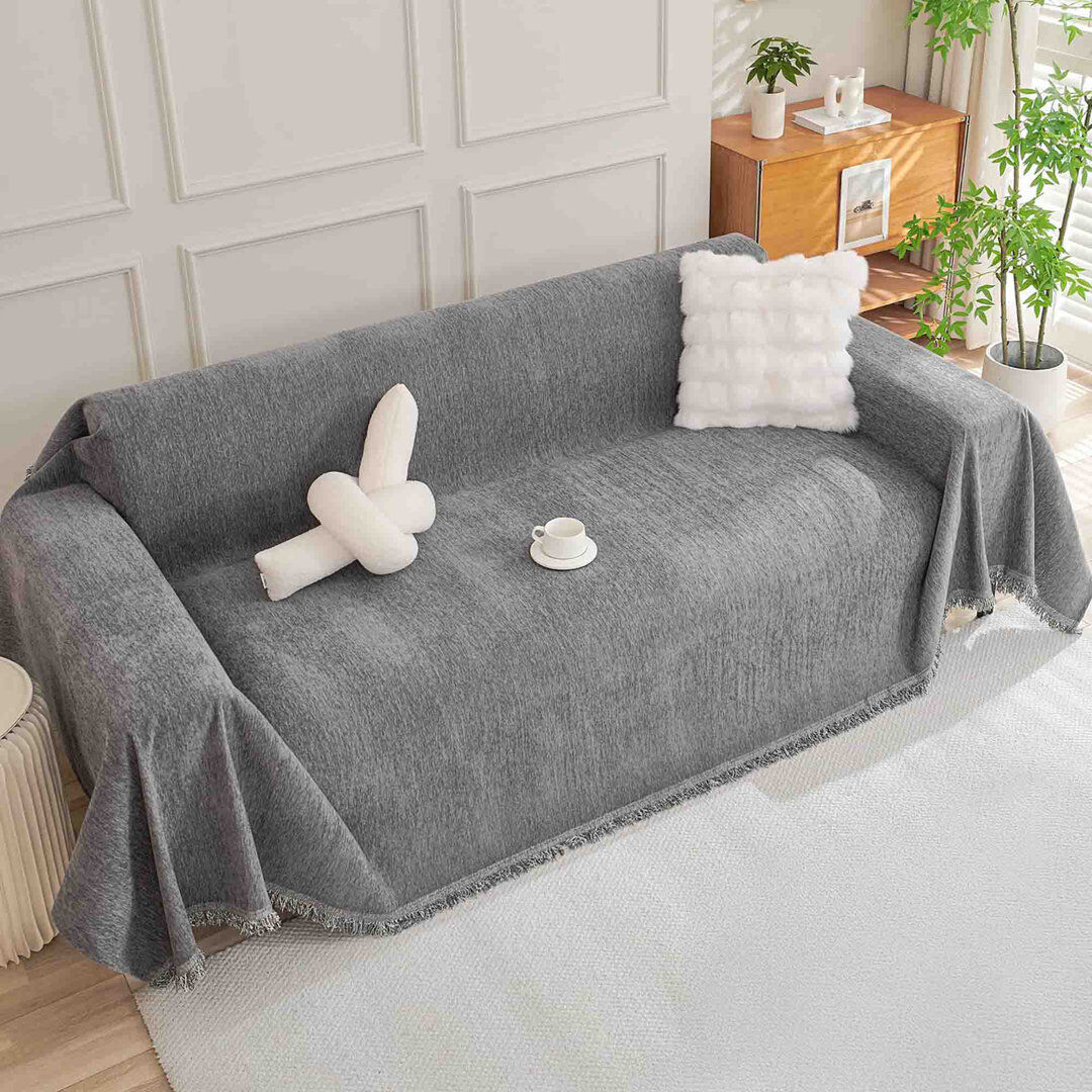 Ebern Designs Sofa Slipcover Dark Grey 380cm H X 180cm W