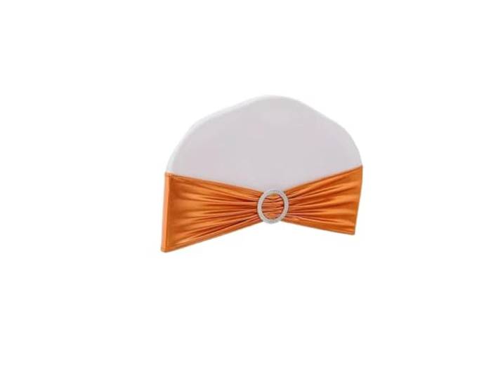 Stuhlschleifen für Hochzeiten 10/50/100pc Hochzeit Stuhl Dekoration Schärpen Bogen Shiny Metallic Knoten Bands Krawatte Mit Runde schnalle for Party Bankett(Orange,100pcs)
