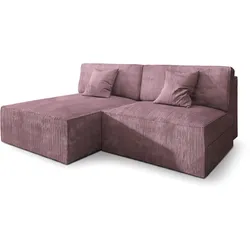 ECKSOFA FIORO P Lila Kordstoff mit Schlaffunktion