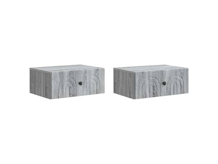 KUPTYERFG Wandmontierter Nachttisch 2er Set Graues Sonoma 49x34,5x20 cm Platzsparende Schweberegal-Kommode im 2er Set für Schlafzimmer und Wohnzimmer. Bietet stilvollen Stauraum an der Wand.