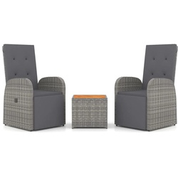 Helloshop26 - Gartenmöbel-Set Outdoor-Möbel 3-teiliges Set graues Polyrattan und Akazie 02_0014202