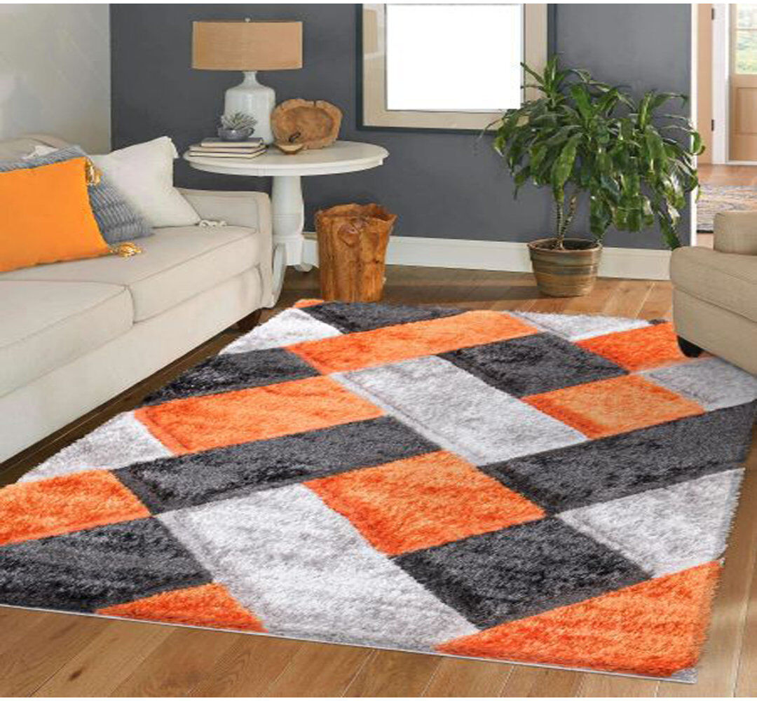 Ivy Bronx Daline Rectangle Geometric Shag Orange Rectangle 160 x 230cm