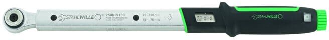 Stahlwille Clé dynamométrique 750NR/100 20-100 N·m avec cliquet 3/8 et certificat d’étalonnage (50021003)