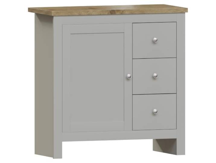 Vida Designs Arlington Sideboard mit 3 Schubladen und Tür Schrank Anrichte Aufbewahrung MDF Möbel Grau