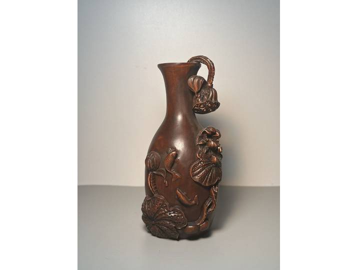 Statue de poisson Annie sculptée en buis antique chinois, vases exquis, art de la décoration intérieure