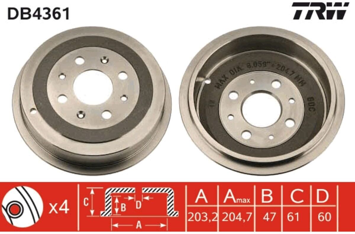 Tambour de frein TRW DB4361
