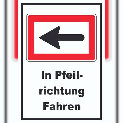 HB-Druck In Pfeilrichtung fahren links Symbol und Text A5 (148x210mm)