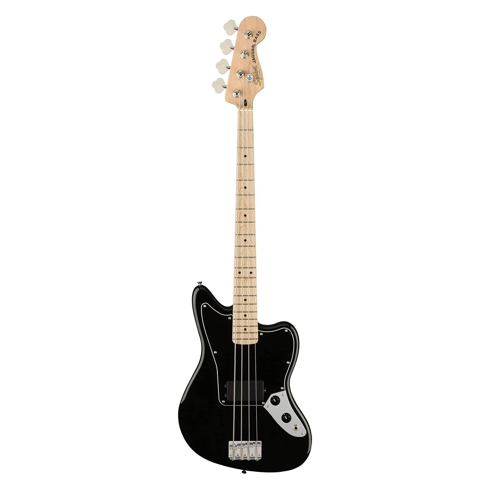 Squier Affinity Series Jaguar Bass H Black MN elektrische basgitaar (E-Bass, Griffbrett: Ahornholz, Hals: Ahornholz, Korpus: Pappelholz) (037-8503-506)