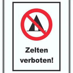 HB-Druck Zelten verboten Schild A5 (148x210mm)