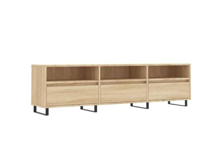 Helloshop26 TV-Möbel schwarz Sonoma Eiche 150 x 30 x 44 cm großer Stauraum zeitgenössisch aus Holz 02_0048982