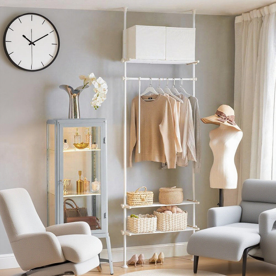 Wayfair Basics™ 80 cm Adjustable Portable Wardrobe White