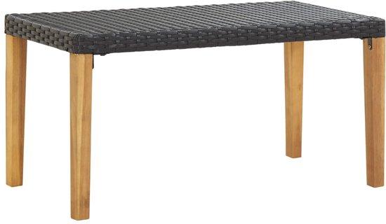 Moderne Zitbank - 120 x 40 cm - Zwart Rattan mit massiven Holzbeinen - Wetterfest & Stilvoll - Ideal für Garten, Terrasse und Schwimmbad