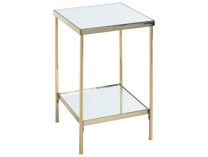 Beistelltisch, Messing, Metall, Glas, quadratisch, eckig, 28x46x28 cm, Wohnzimmer, Wohnzimmertische, Beistelltische, Beistelltische Metall
