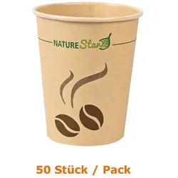 Kaffeebecher NatureStar BIO Papier Mocca 300 ml 50 Stück umweltfreundlich, lebensmittelecht, Packabgabe