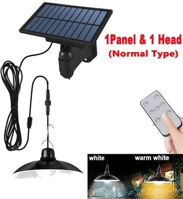 Uplifted Finds Solar Pendant Light Outdoor Waterproof LED Lamp With Remote Control white 1 Head (normal Type)