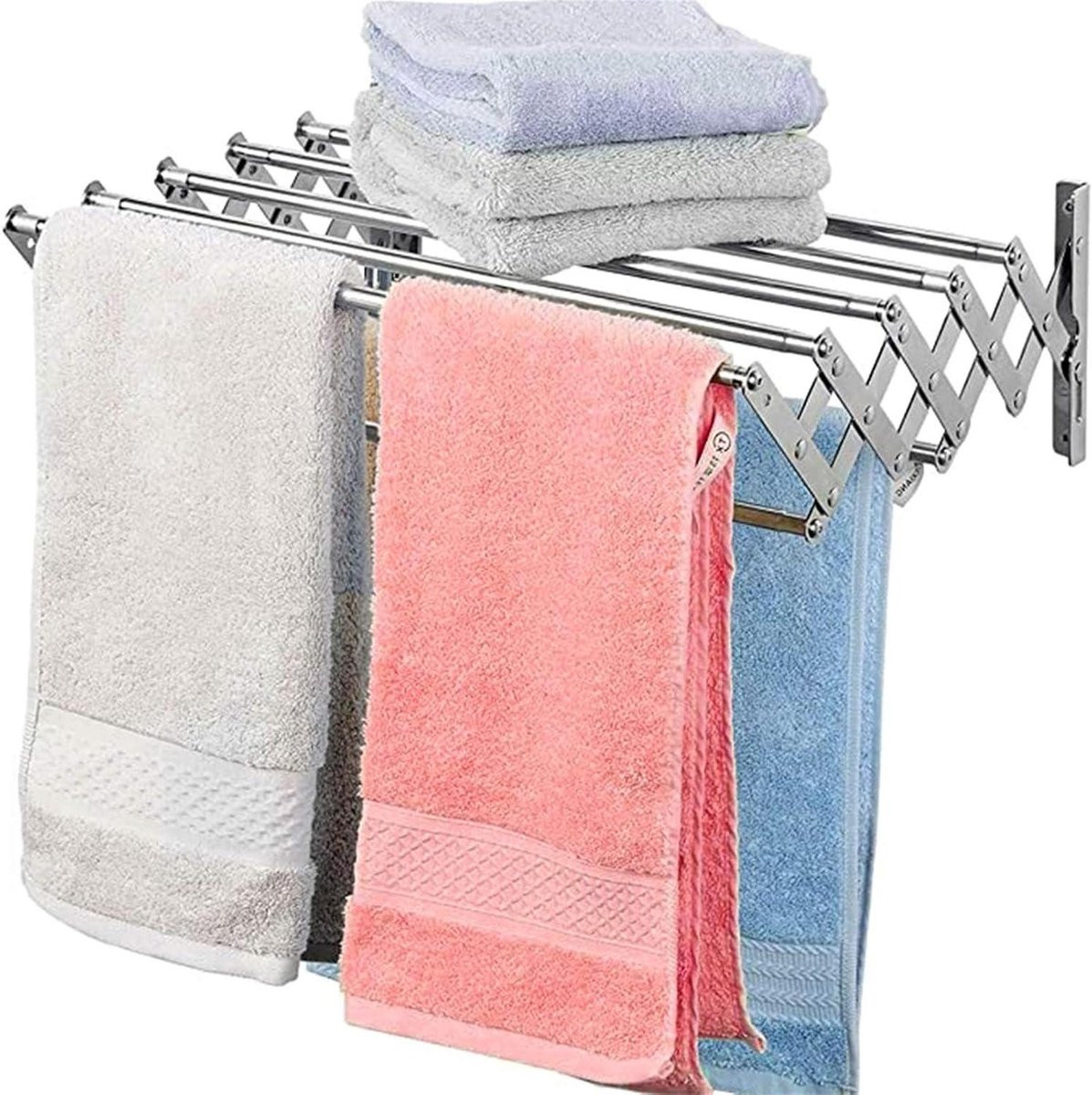 Uittrekbaar wandrek voor kleding drogen, zilver, breedte: 60 cm
