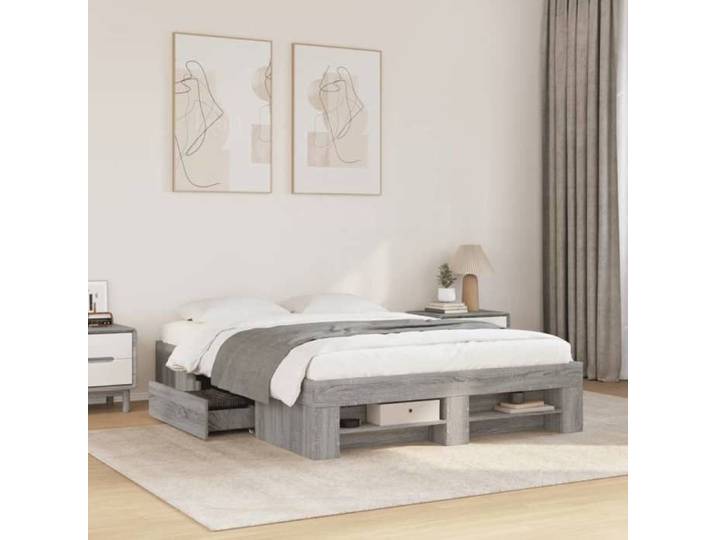 SALE 2025 Structure/Cadre de lit - Lit 2 personnes - sonoma gris - 140x190 cm 49.6 Kg 2864