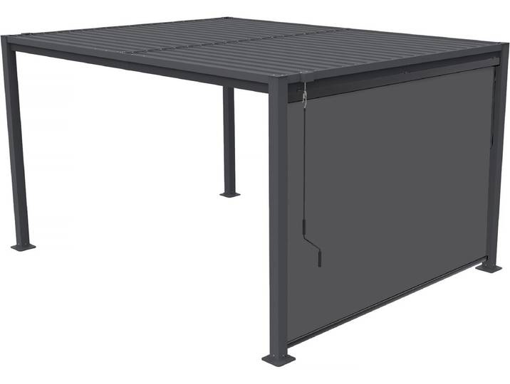 Pergola bioclimatique avec store en acier galvanisé Howard - 3 x 4 m - Gris