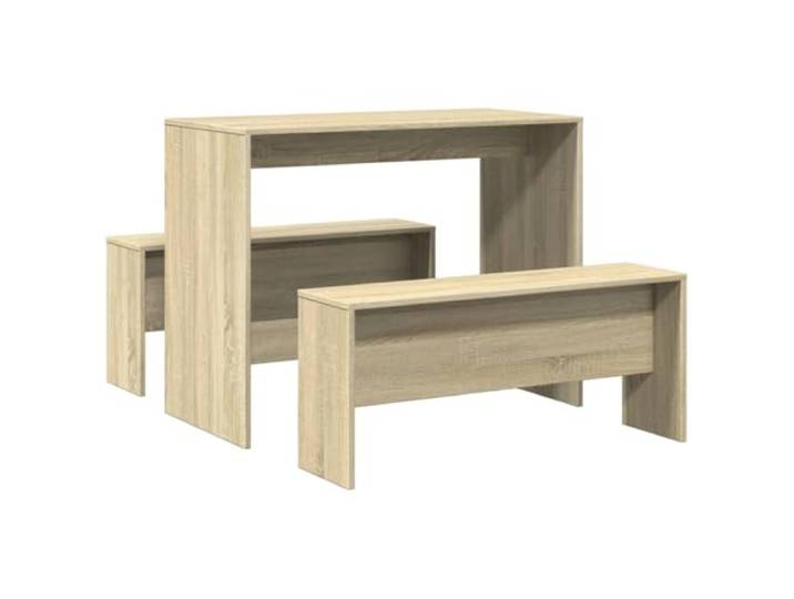 Couchtisch und Bänke Sonoma Eiche, 3 Teile Holzfadenmaterial, Feuchtigkeitsbeständig, leicht zu reinigen, Esszimmer
