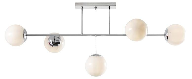 Rossini Illuminazione Hoko 5-lichts plafondlamp met melkwitte glazen diffusors en verchroomde structuur - Rossini-collectie