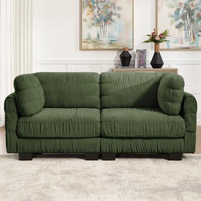 Loedds 78.7-Inch 2-Seat Chenille Loveseat Sofa with Pleated Detail