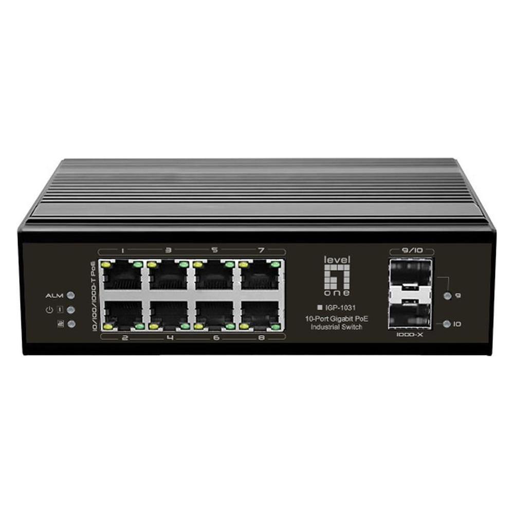 LevelOne Switch 10Port Gigabit PoE DIN-Rail,-40°C to 75°C (8 Ports) (IGP-1031)
