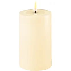 Deluxe Homeart LED Stumpenkerze Real Flame creme, Ø7.5 x H12.5cm, creme