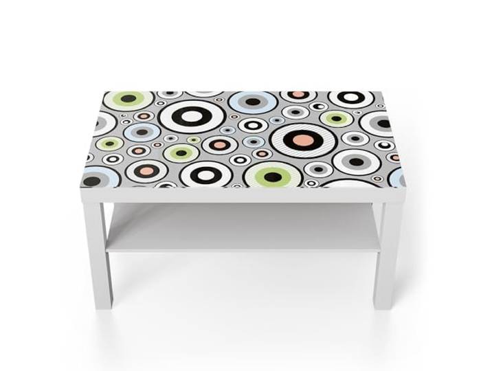 DEQORI Glastisch weiß groß 90x50 cm Motiv Bunte Augenspiele ausgefallener Beistelltisch aus Glas Hochglanz Couchtisch fürs Wohnzimmer moderner Couch Tisch mit Design
