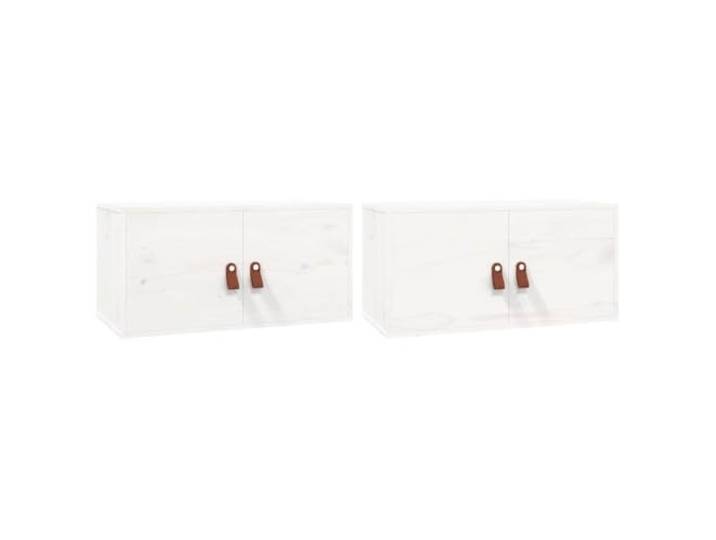 QINXIXINAIXI Wandschränke 2 STK. Weiß 60x30x30 cm Massivholz Kiefer Massives Kiefernholz, rustikale Maserung, Wandmontage, Montageanleitung, reichlich Stauraum, dekorativ und praktisch
