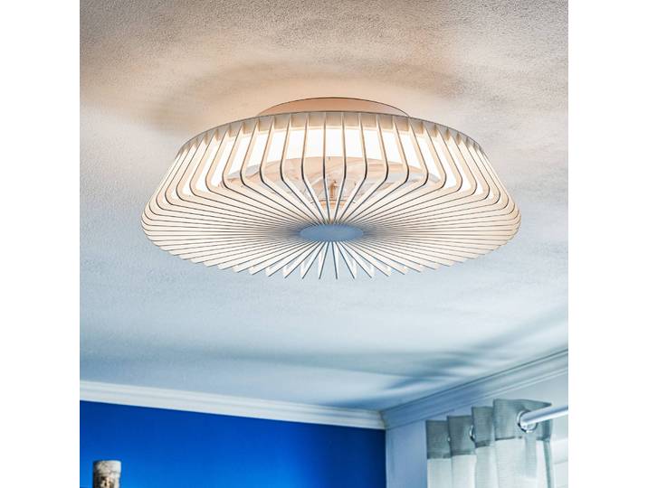 Mantra Iluminación Smart LED-Deckenventilator Himalaya, weiß, DC, leise, Tuya dimmbar, weiß / opal, für Wohn- / Esszimmer, Metall, Modern