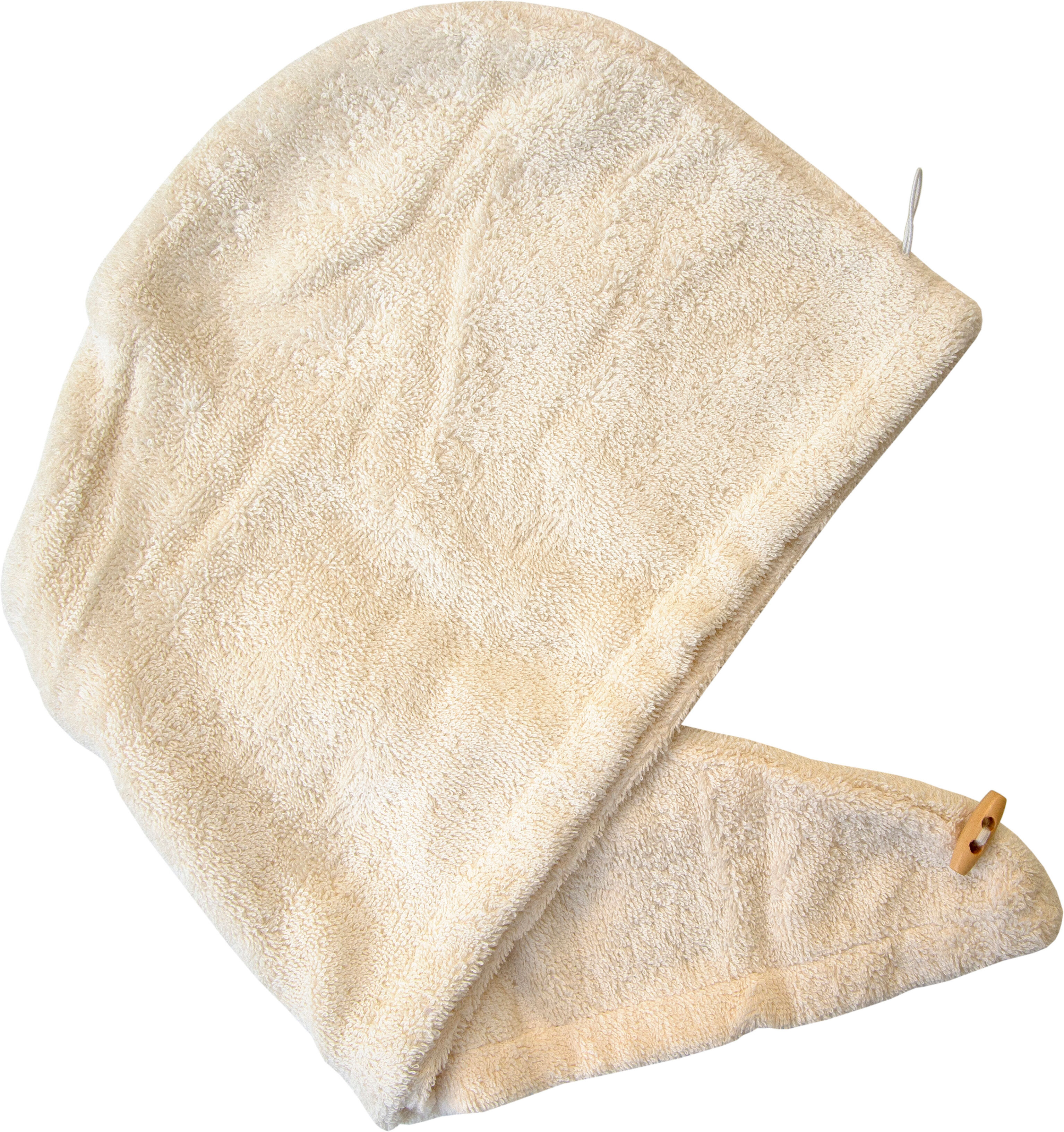 Turban-Handtuch DYCKHOFF "Opal Turban-Handtuch", beige (perle), B:25cm L:70cm, Frottier, Frottier, Handtücher, Turban-Handtuch perle B/L: 25cmx70cm, 2 Stk., Frottier