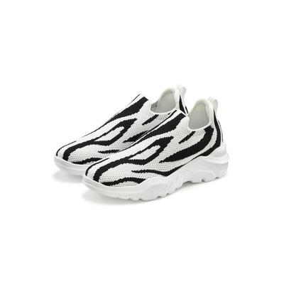 Sneaker FRENCH CONNECTION "Slipper, Halbschuh, Freizeitschuh, Slip-On-Sneaker", Damen, Gr. 43, schwarz-weiß (schwarz, weiß), Obermaterial: 100% Textilmaterial. Decksohle: 100% Textilmaterial. Futter: 100% Textilmaterial. Laufsohle: 100% Synthetik,...