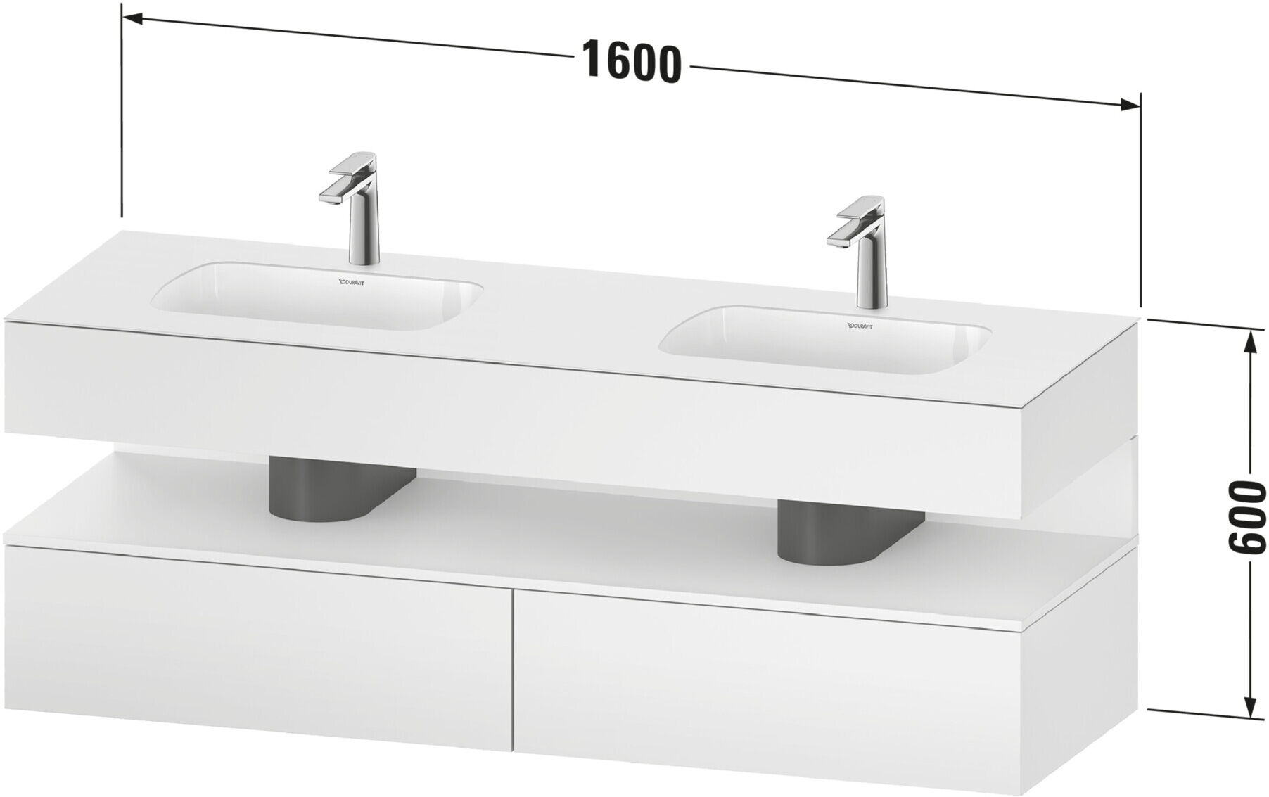 Duravit Einbauwaschtisch-Möbel-Set Qatego 160x55x60cm, Kon-WTU, graph m/tau matt (QA4797049830000)