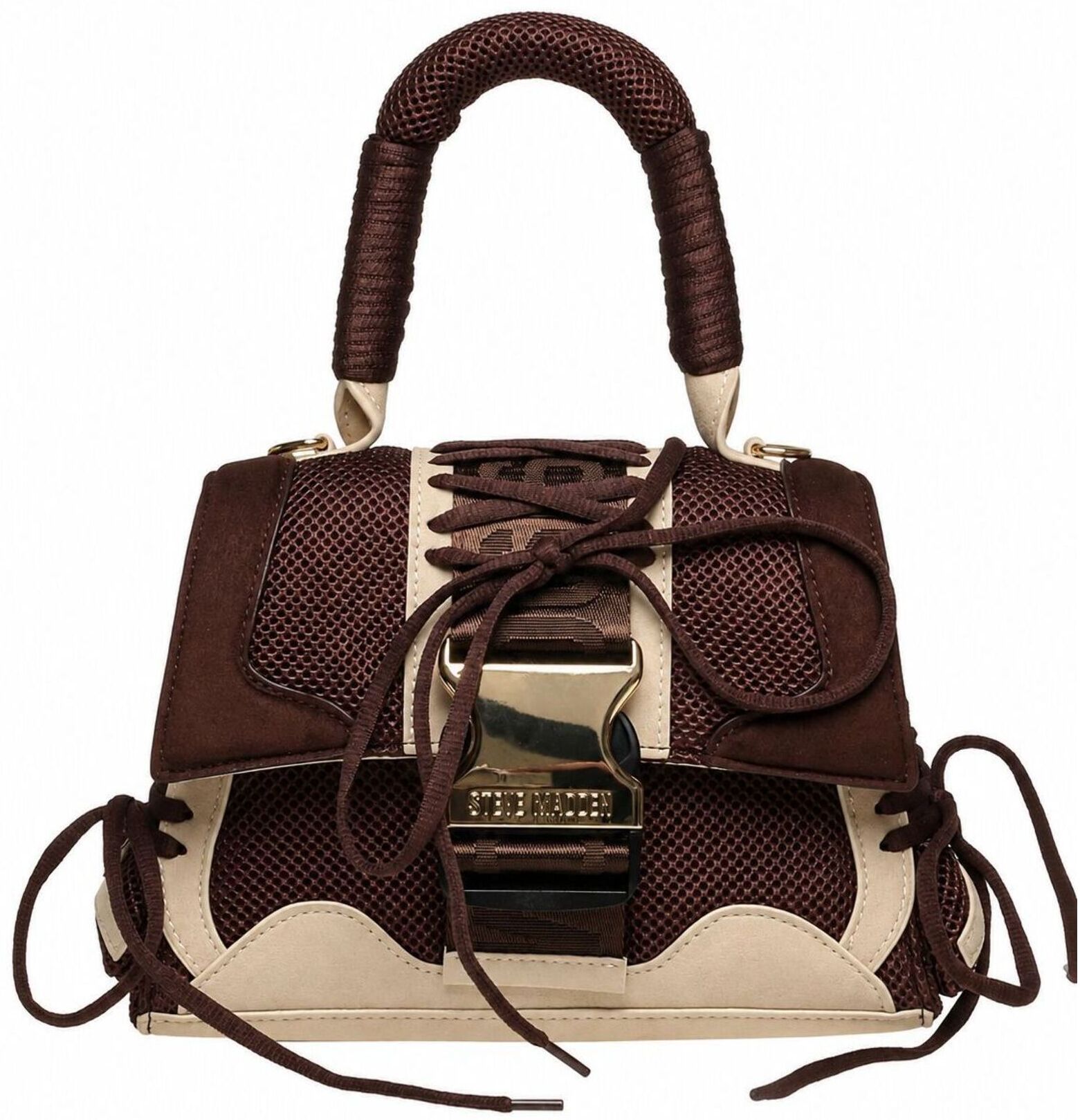 Henkeltasche STEVE MADDEN "STEVE MADDEN Taschen Textil", Damen, Gr. onesize, dunkelbraun, Textil, Taschen