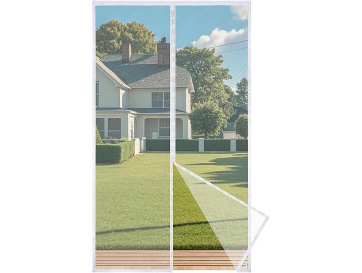 Fliegengitter Tür mit stärkeren Magneten, weiß, Weiß, 140x240x1 cm, Heimtextilien, Vorhänge, Fertigvorhänge, Fertigstore