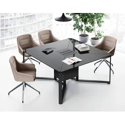 Besprechungstisch Glas quadratisch 160 x 160 cm La4