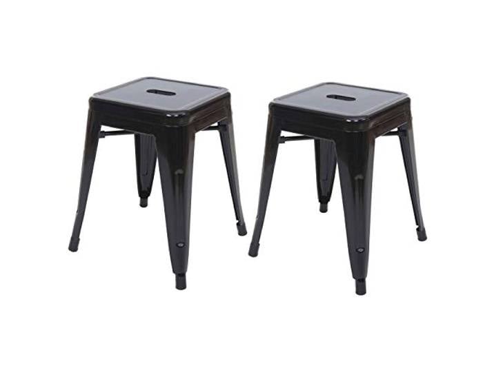 Mendler 2er-Set Hocker HWC-A73 Metall Industriedesign stapelbar - schwarz Metallhocker, Sitzhocker