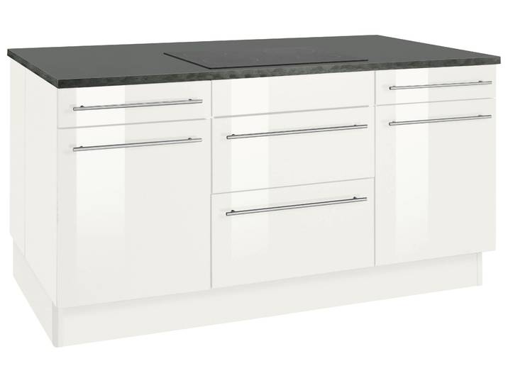Kochinsel OPTIFIT Bern , weiß (küche: weiß, korpus: weiß, arbeitsplatte: anthrazit), B:160cm T:95cm, Komplettküchen-Sets, Kochinsel, mit E-Geräten, Stellbreite 160 x 95 cm, höhenverstellbare Stellfüße