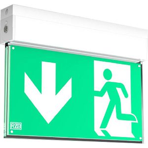 RZB Notbeleuchtung GSUN S weiß, Fluchtwegleuchte, LED, Akku, Wand- & Deckenmontage, 4 Piktogramme, für Not- & Dauerbetrieb