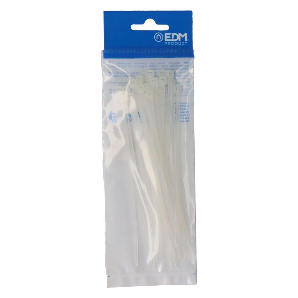 EDM Natürliche Krawatten 150x3,5mm aus hochwertigem Nylon (Blister 25 Stk.) (Kunststoffkabelbinder, 150 mm, 25 Stk.) (49436231)