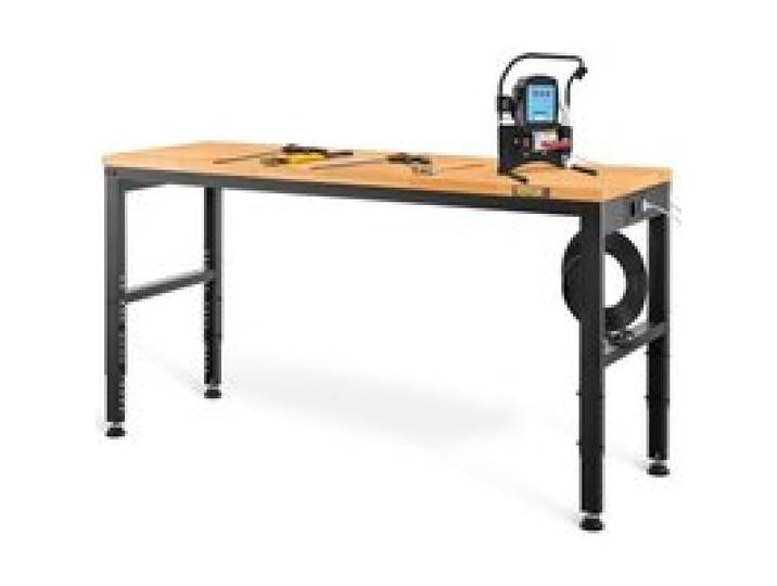 VEVOR Höhenverstellbare Werkbank 122 x 61 x 72 - 97 cm Spanntisch, 900 kg Gewichtskapazität Arbeitstisch, Braun Klappbare Werkzeugbank aus Kaltgewalzter Stahl, Multifunktionswerktisch für Werkstatt